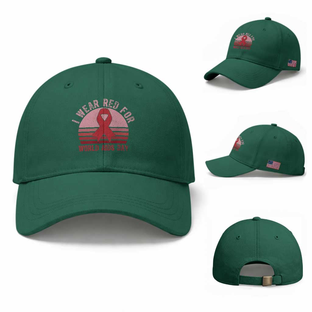 I Wear Red For World Aids Day Baseball Cap HIV Awareness Gift