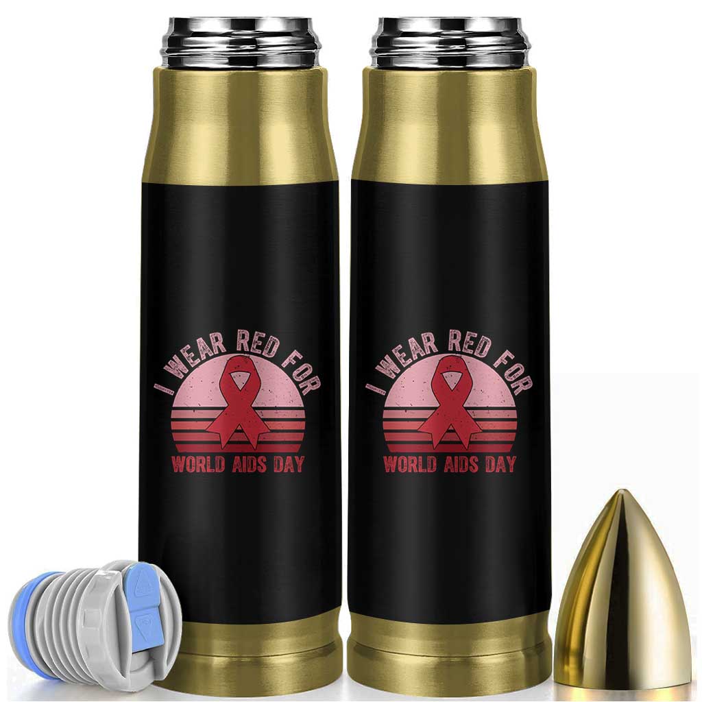 I Wear Red For World Aids Day Bullet Tumbler HIV Awareness Gift - Wonder Print Shop