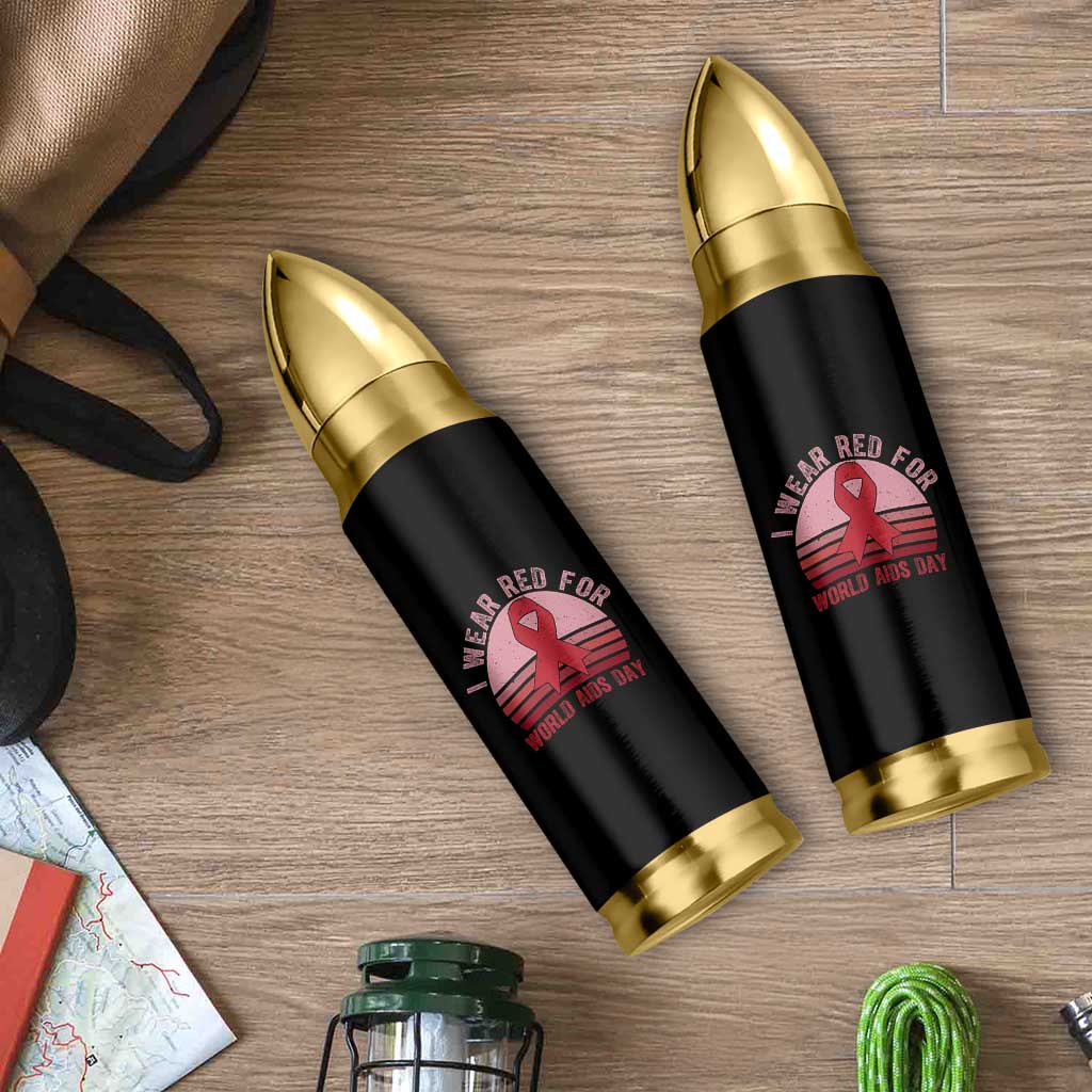 I Wear Red For World Aids Day Bullet Tumbler HIV Awareness Gift - Wonder Print Shop