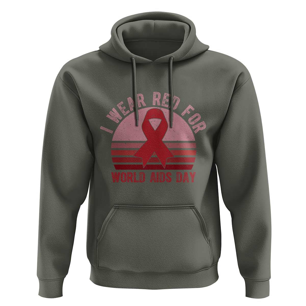 I Wear Red For World Aids Day Hoodie HIV Awareness Gift - Wonder Print Shop