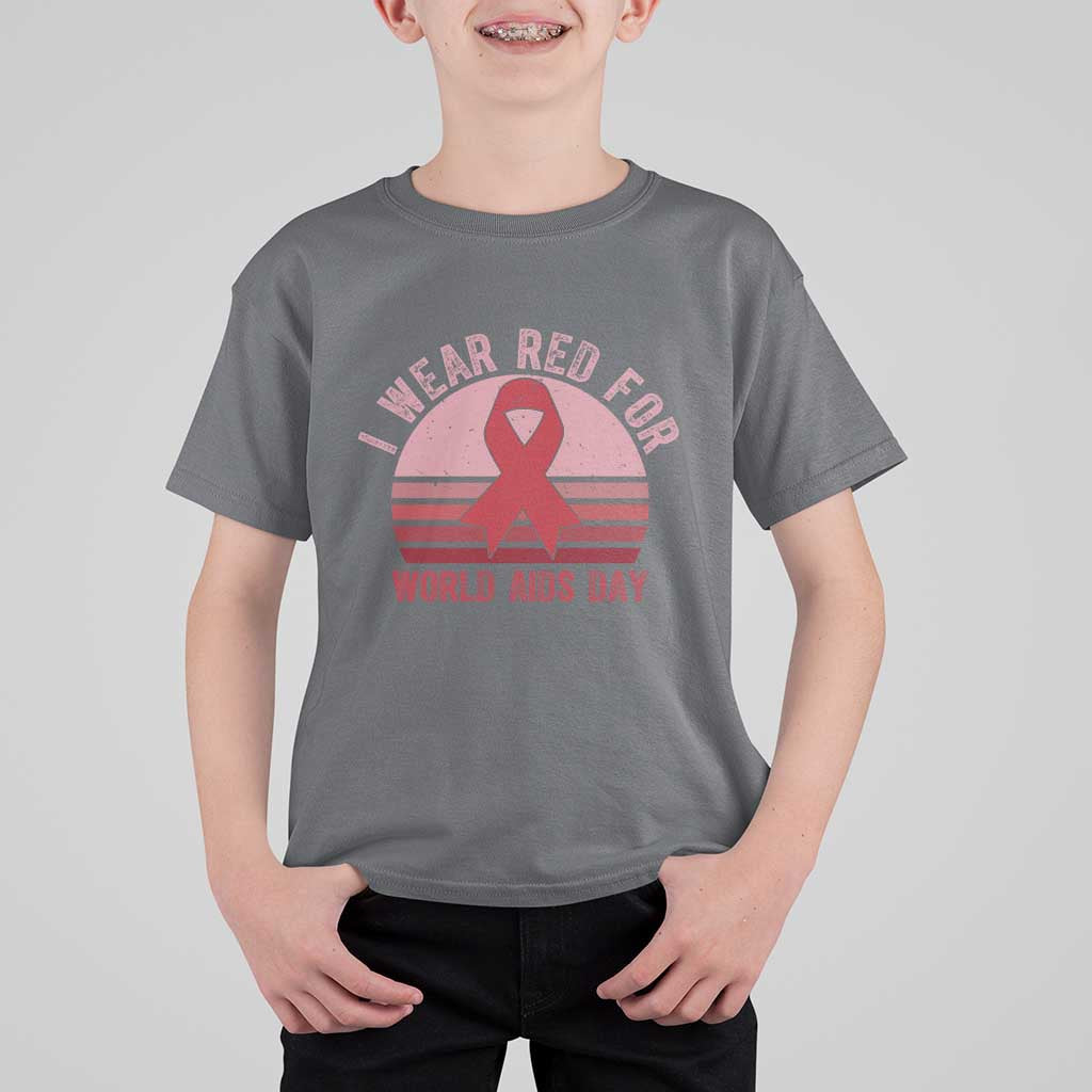 I Wear Red For World Aids Day T Shirt For Kid HIV Awareness Gift - Wonder Print Shop