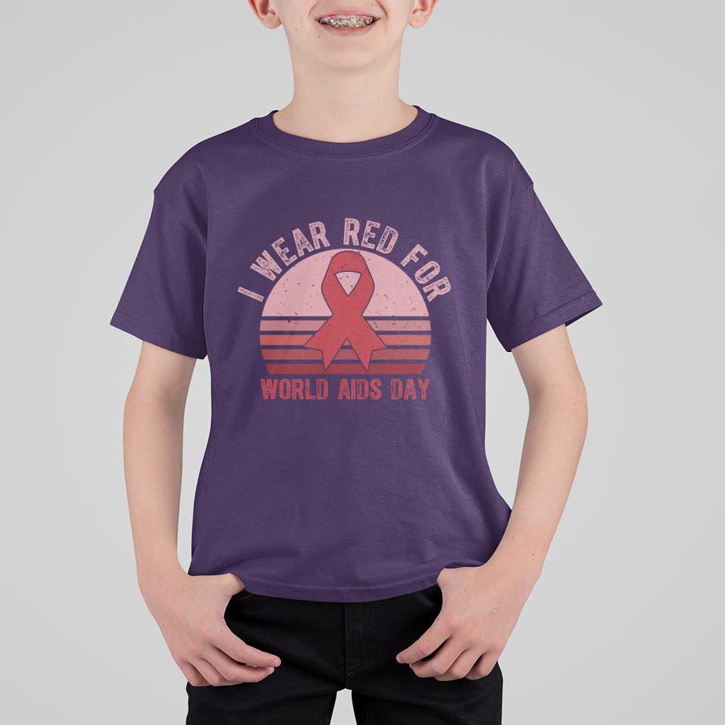 I Wear Red For World Aids Day T Shirt For Kid HIV Awareness Gift - Wonder Print Shop