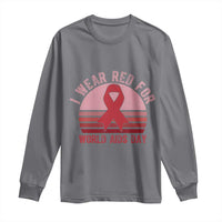 I Wear Red For World Aids Day Long Sleeve Shirt HIV Awareness Gift - Wonder Print Shop