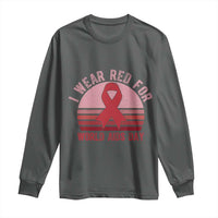 I Wear Red For World Aids Day Long Sleeve Shirt HIV Awareness Gift - Wonder Print Shop