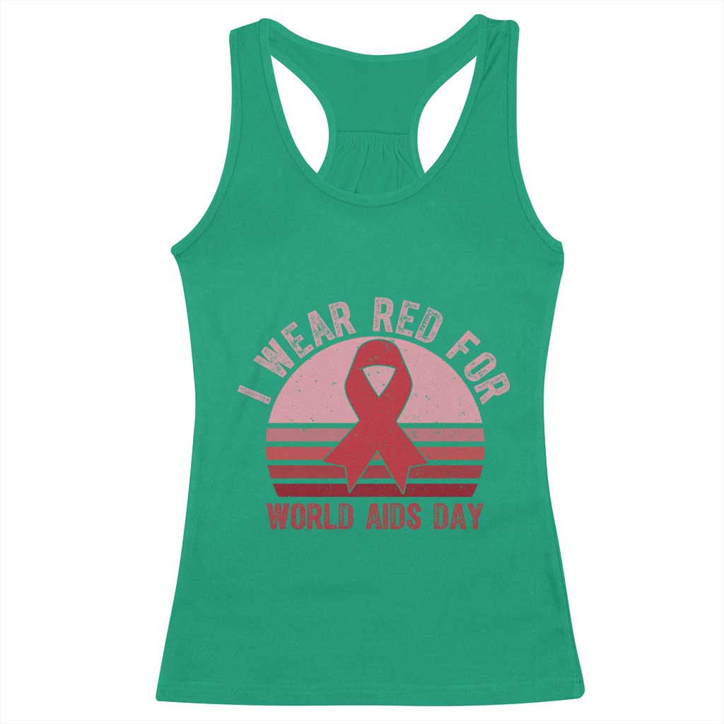 I Wear Red For World Aids Day Racerback Tank Top HIV Awareness Gift - Wonder Print Shop
