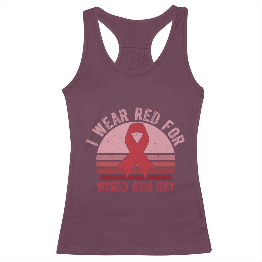 I Wear Red For World Aids Day Racerback Tank Top HIV Awareness Gift - Wonder Print Shop