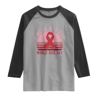 I Wear Red For World Aids Day Raglan Shirt HIV Awareness Gift - Wonder Print Shop