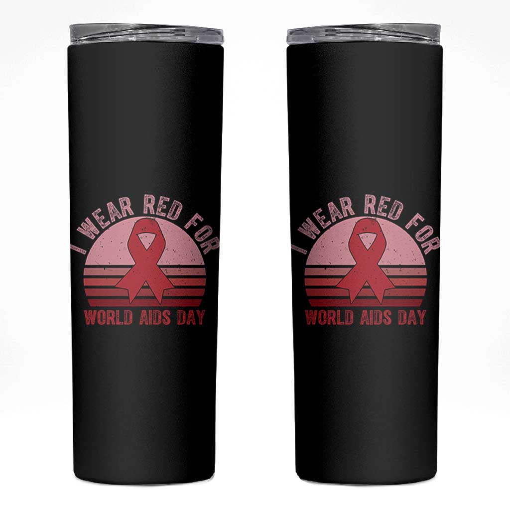 I Wear Red For World Aids Day Skinny Tumbler HIV Awareness Gift - Wonder Print Shop