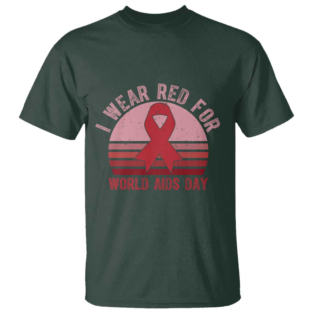 I Wear Red For World Aids Day T Shirt HIV Awareness Gift - Wonder Print Shop