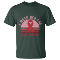 I Wear Red For World Aids Day T Shirt HIV Awareness Gift - Wonder Print Shop