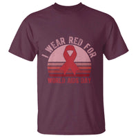 I Wear Red For World Aids Day T Shirt HIV Awareness Gift - Wonder Print Shop