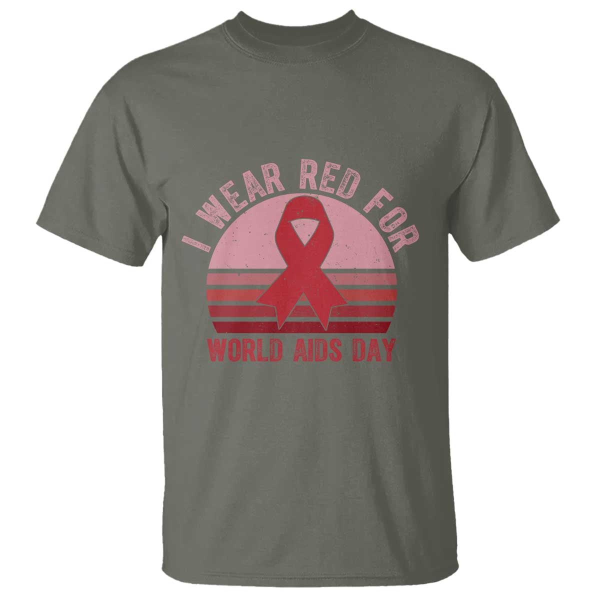I Wear Red For World Aids Day T Shirt HIV Awareness Gift - Wonder Print Shop