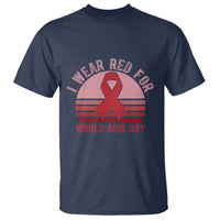 I Wear Red For World Aids Day T Shirt HIV Awareness Gift - Wonder Print Shop