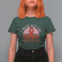 I Wear Red For World Aids Day T Shirt For Women HIV Awareness Gift - Wonder Print Shop