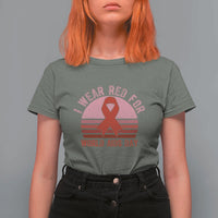 I Wear Red For World Aids Day T Shirt For Women HIV Awareness Gift - Wonder Print Shop