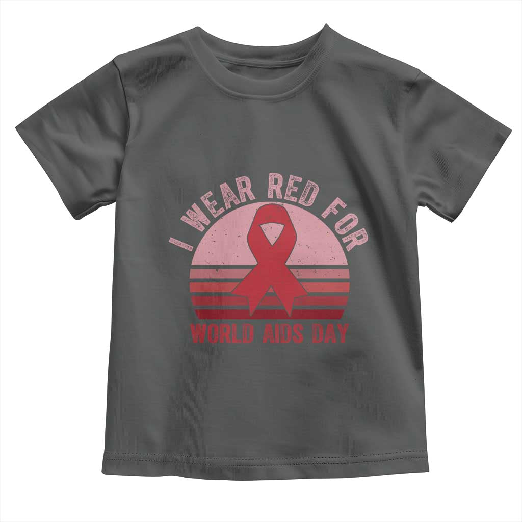 I Wear Red For World Aids Day Toddler T Shirt HIV Awareness Gift - Wonder Print Shop