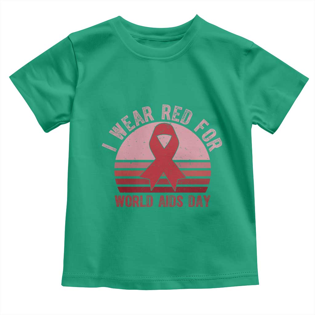 I Wear Red For World Aids Day Toddler T Shirt HIV Awareness Gift - Wonder Print Shop