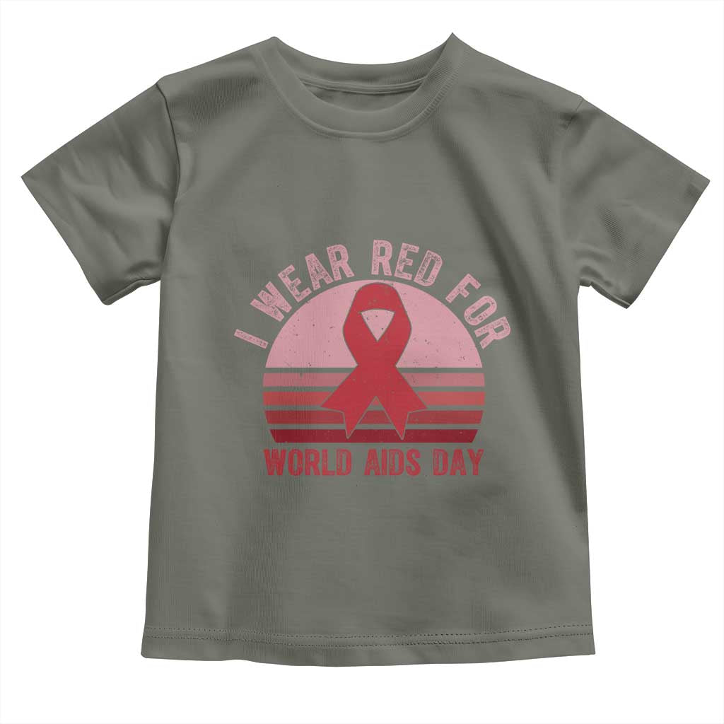 I Wear Red For World Aids Day Toddler T Shirt HIV Awareness Gift - Wonder Print Shop