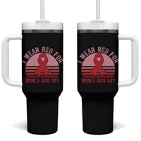 I Wear Red For World Aids Day Tumbler With Handle HIV Awareness Gift - Wonder Print Shop