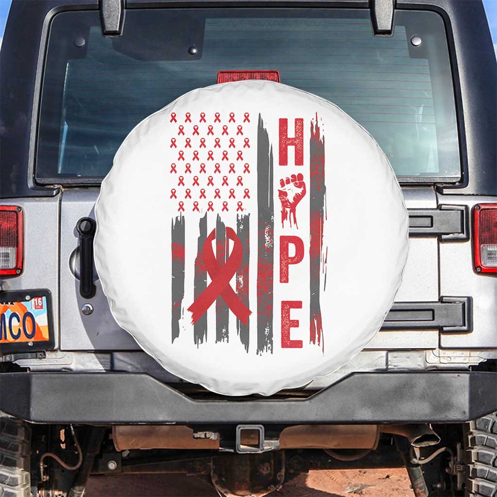 American Flag Hope HIV Awareness Spare Tire Cover World AIDS Day Gift - Wonder Print Shop