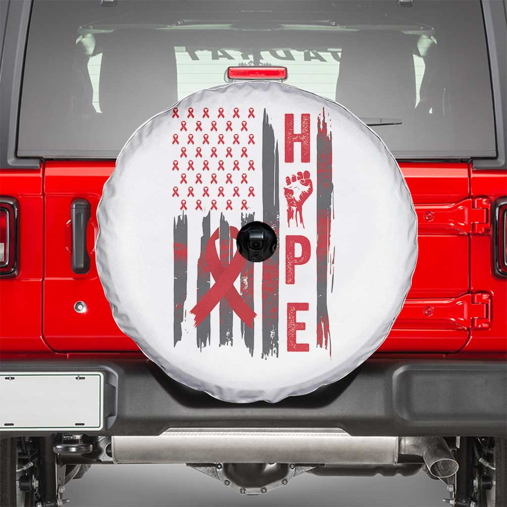 American Flag Hope HIV Awareness Spare Tire Cover World AIDS Day Gift - Wonder Print Shop