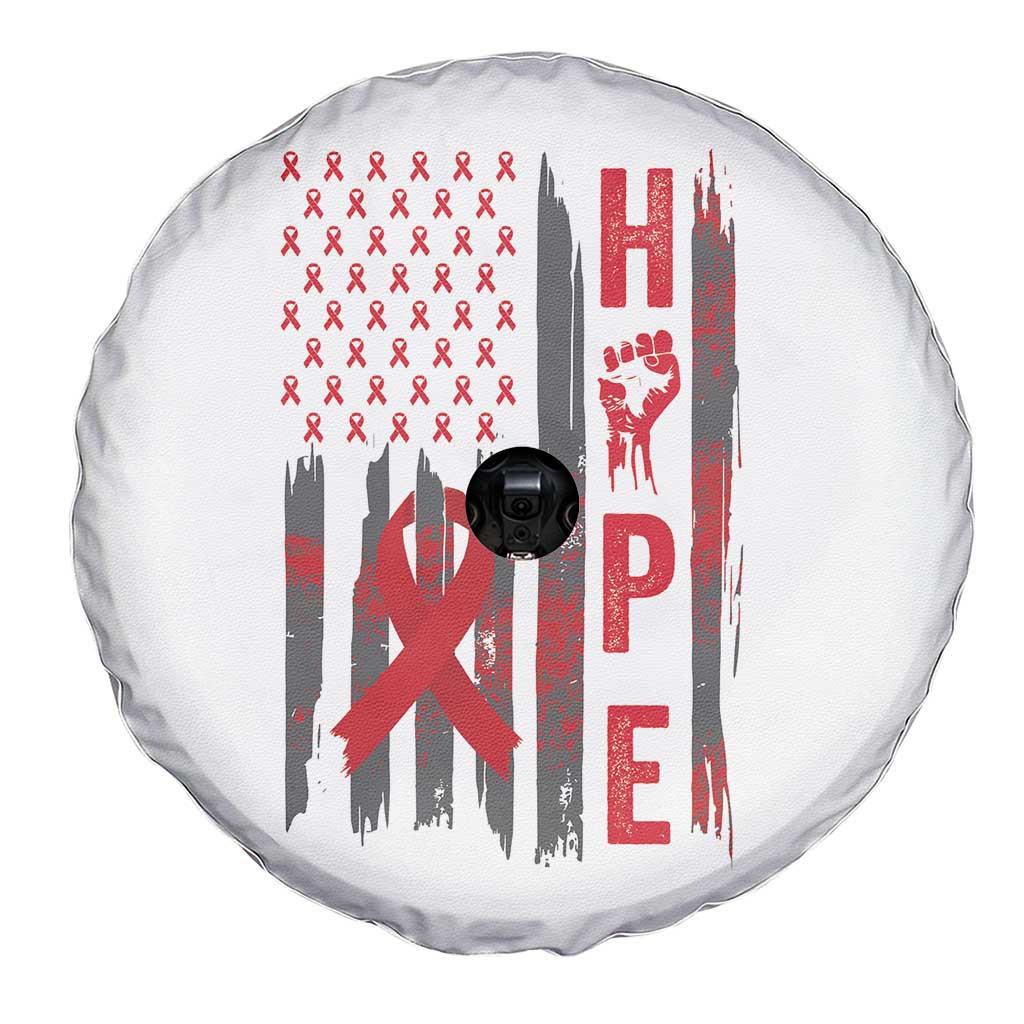 American Flag Hope HIV Awareness Spare Tire Cover World AIDS Day Gift - Wonder Print Shop