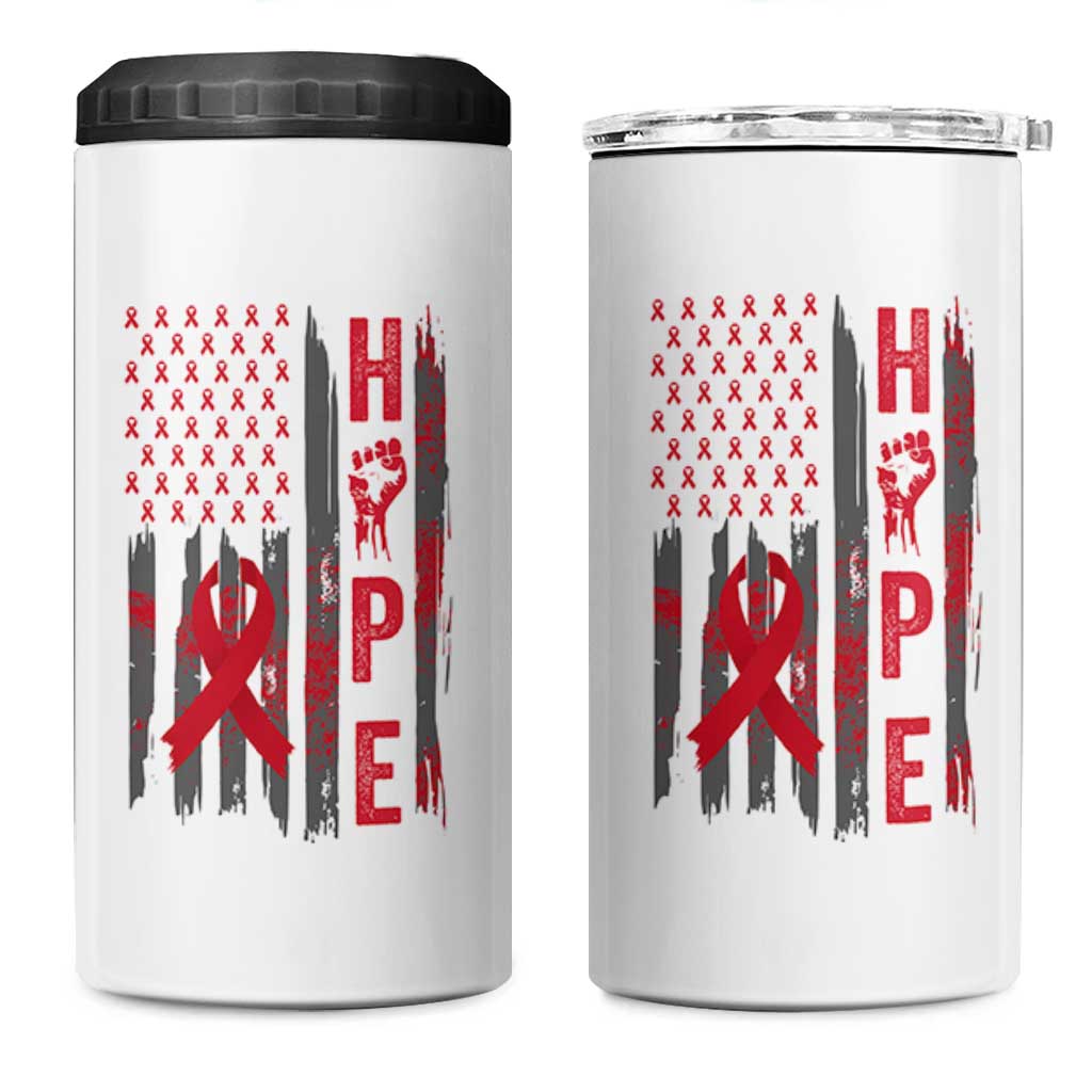 American Flag Hope HIV Awareness 4 in 1 Can Cooler Tumbler World AIDS Day Gift - Wonder Print Shop