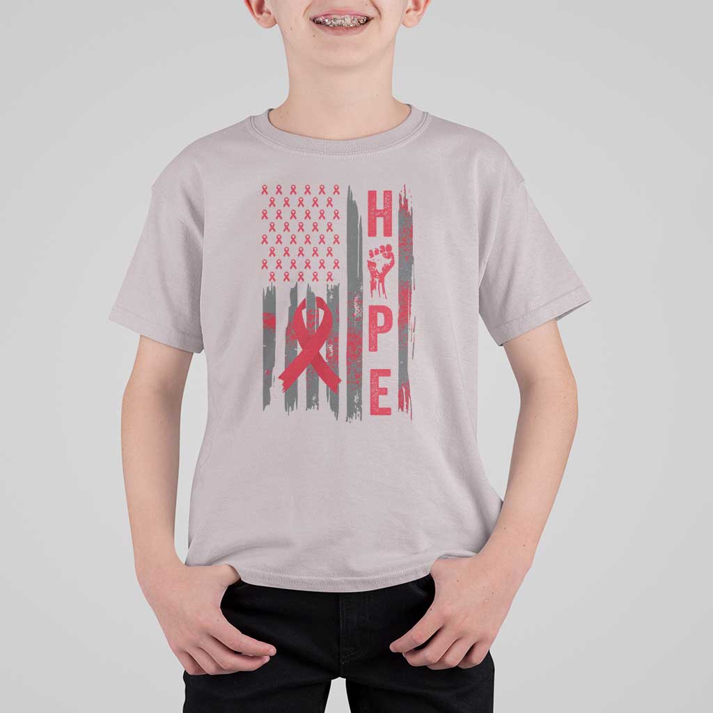 American Flag Hope HIV Awareness T Shirt For Kid World AIDS Day Gift - Wonder Print Shop