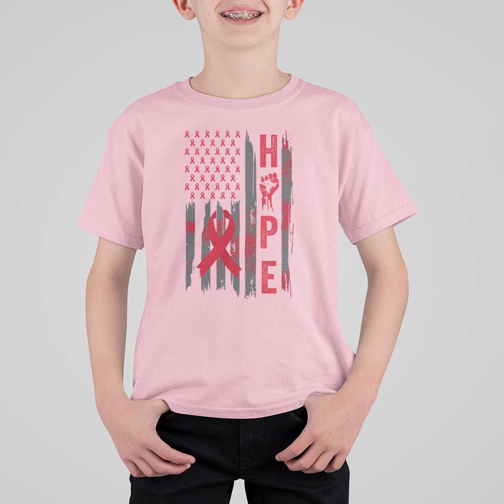 American Flag Hope HIV Awareness T Shirt For Kid World AIDS Day Gift - Wonder Print Shop