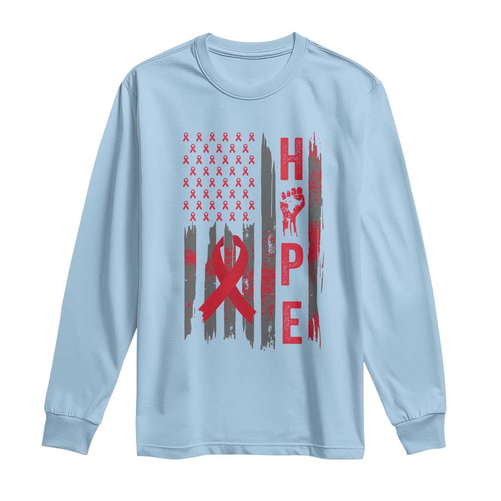 American Flag Hope HIV Awareness Long Sleeve Shirt World AIDS Day Gift - Wonder Print Shop