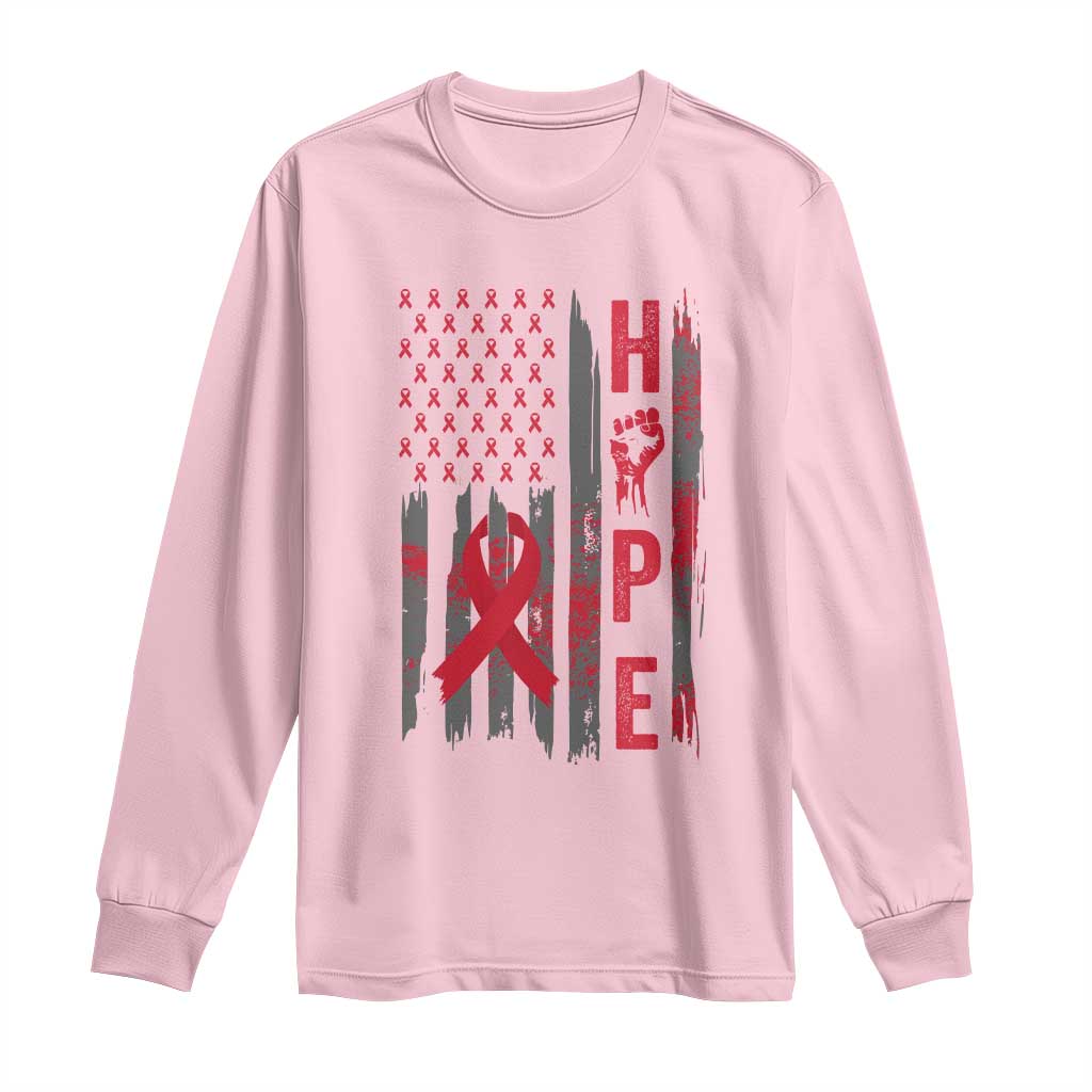 American Flag Hope HIV Awareness Long Sleeve Shirt World AIDS Day Gift - Wonder Print Shop