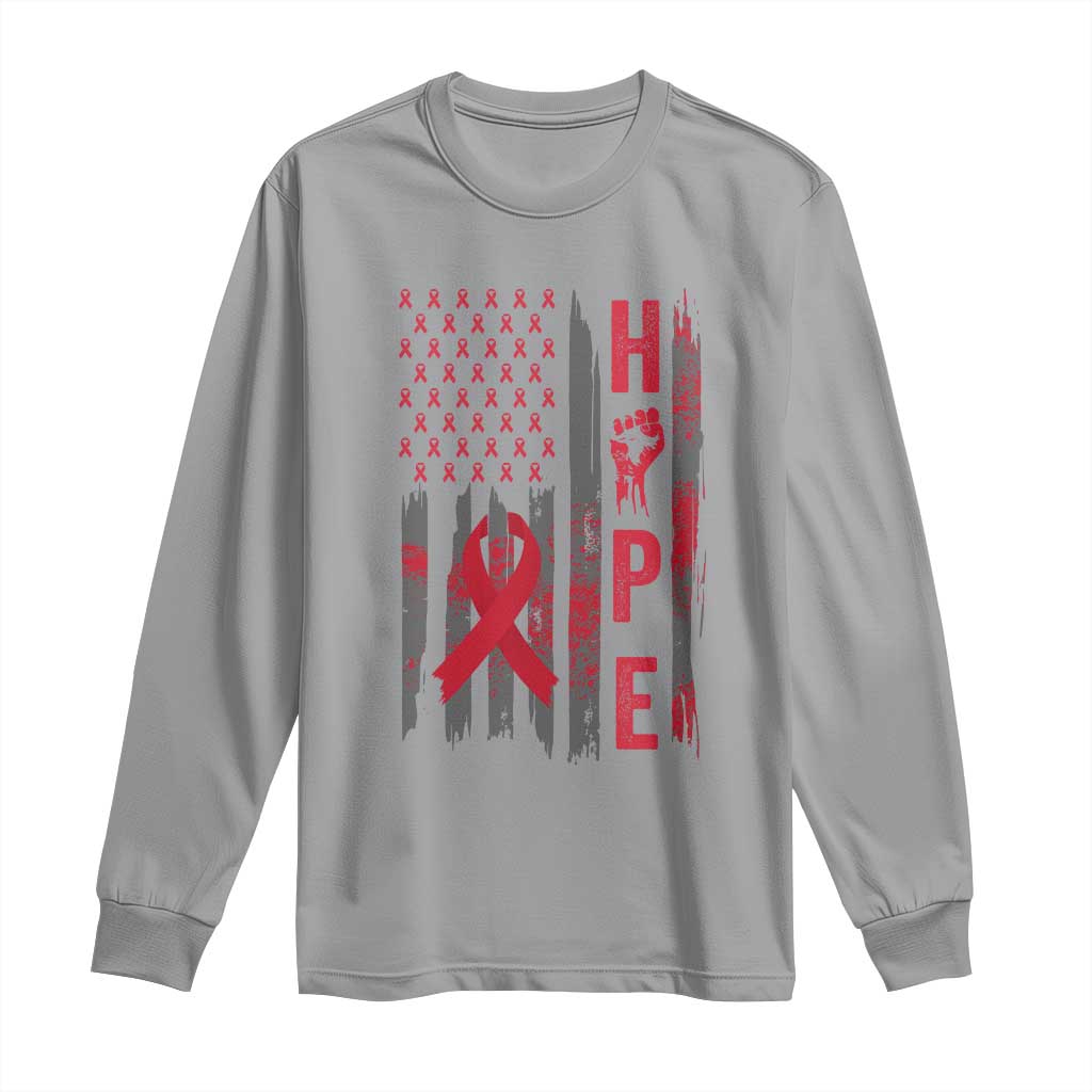 American Flag Hope HIV Awareness Long Sleeve Shirt World AIDS Day Gift - Wonder Print Shop