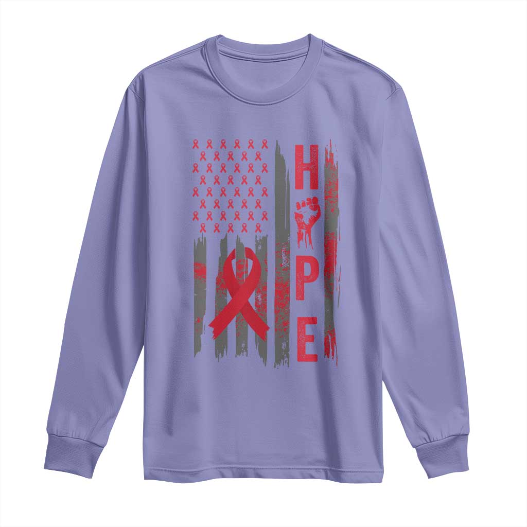 American Flag Hope HIV Awareness Long Sleeve Shirt World AIDS Day Gift - Wonder Print Shop