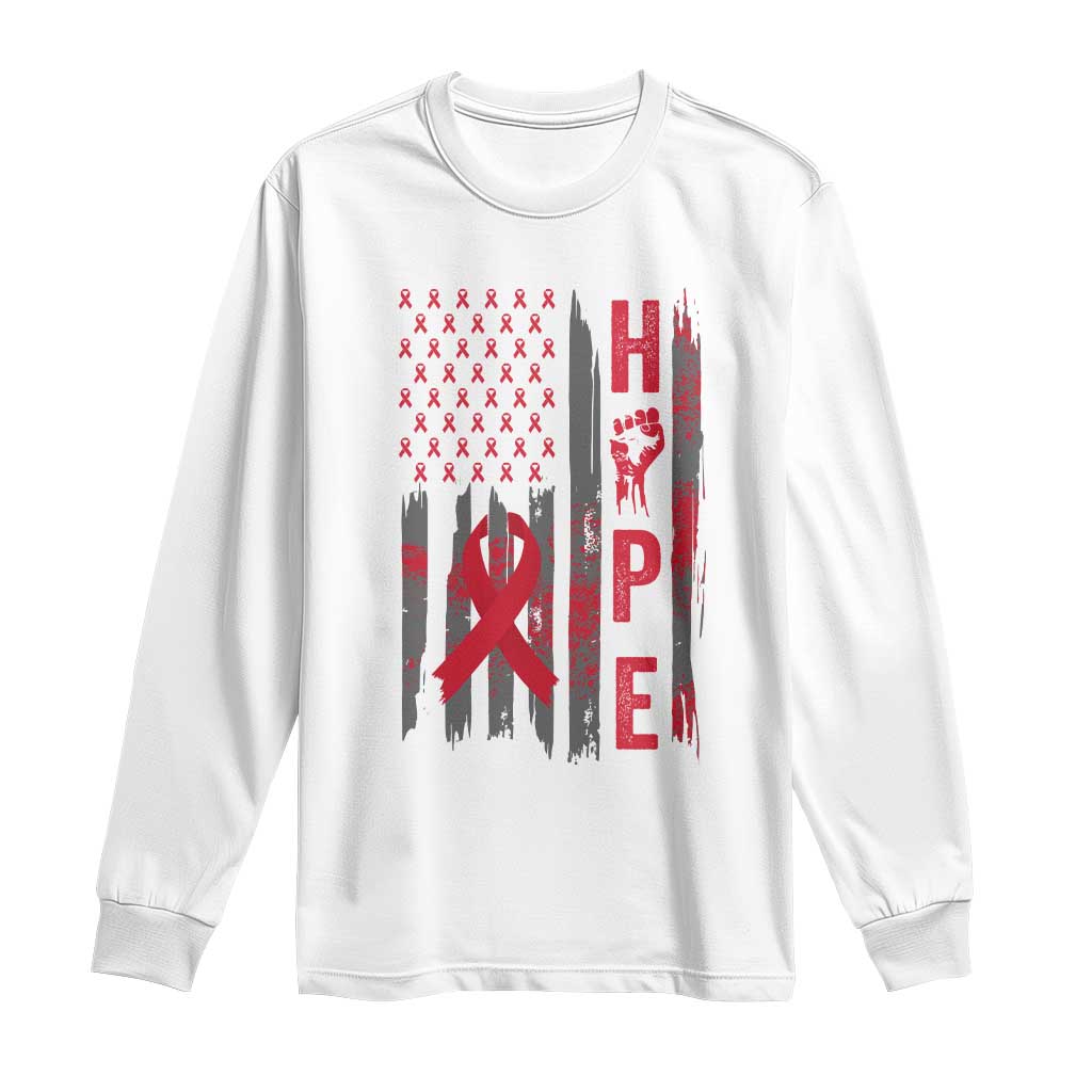 American Flag Hope HIV Awareness Long Sleeve Shirt World AIDS Day Gift - Wonder Print Shop