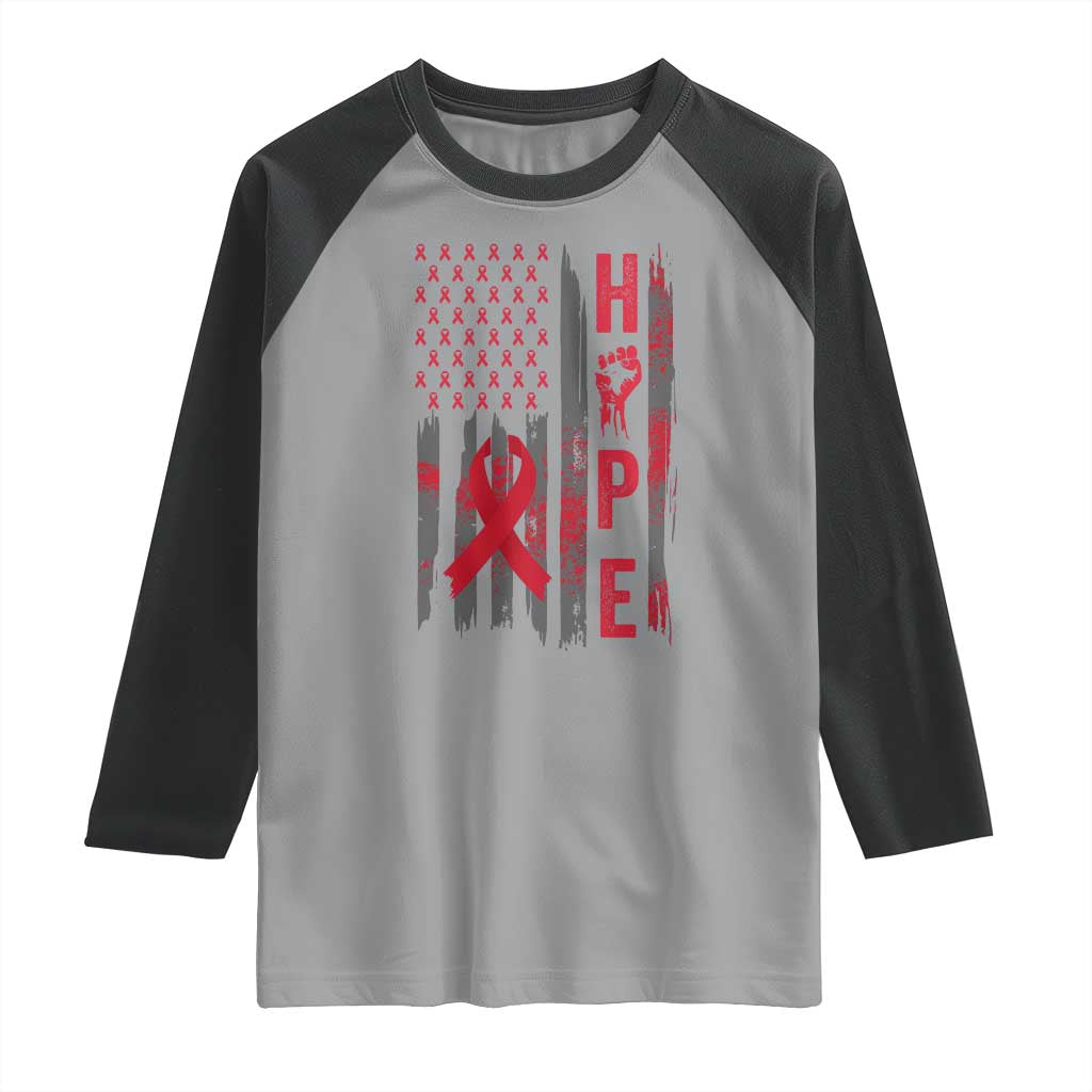 American Flag Hope HIV Awareness Raglan Shirt World AIDS Day Gift - Wonder Print Shop