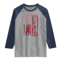 American Flag Hope HIV Awareness Raglan Shirt World AIDS Day Gift - Wonder Print Shop
