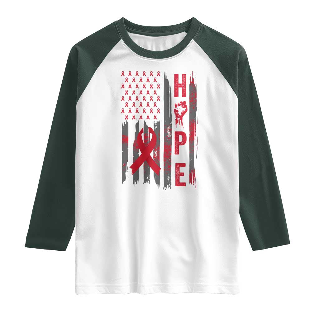 American Flag Hope HIV Awareness Raglan Shirt World AIDS Day Gift - Wonder Print Shop