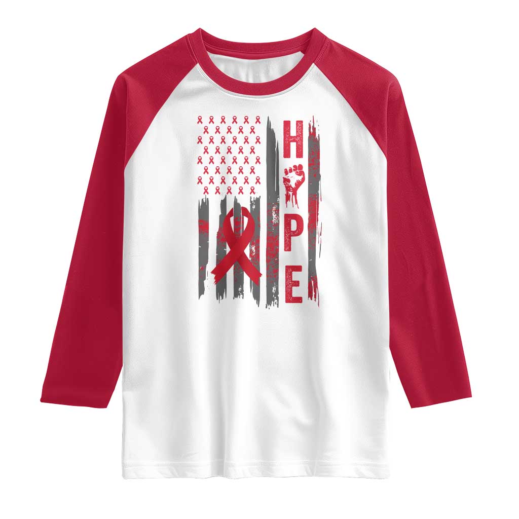 American Flag Hope HIV Awareness Raglan Shirt World AIDS Day Gift - Wonder Print Shop