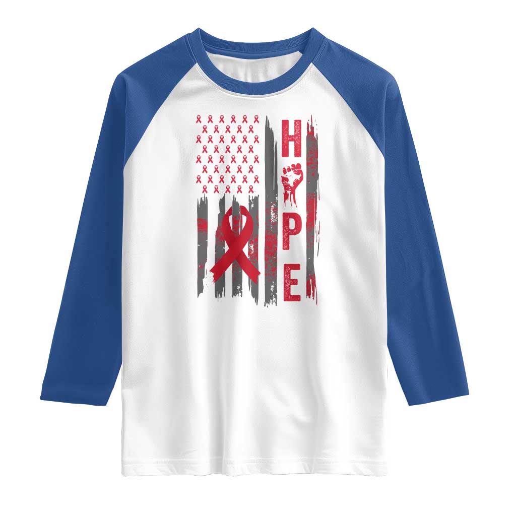 American Flag Hope HIV Awareness Raglan Shirt World AIDS Day Gift - Wonder Print Shop