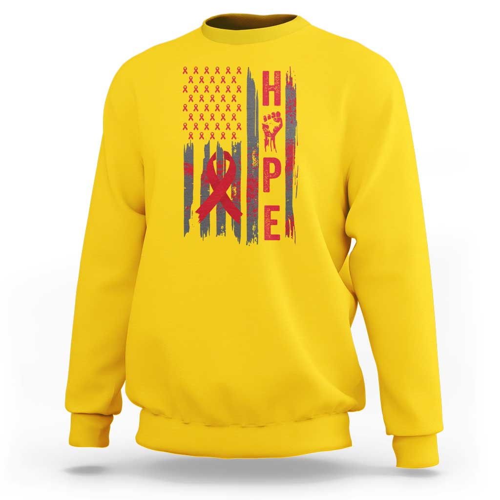 American Flag Hope HIV Awareness Sweatshirt World AIDS Day Gift - Wonder Print Shop