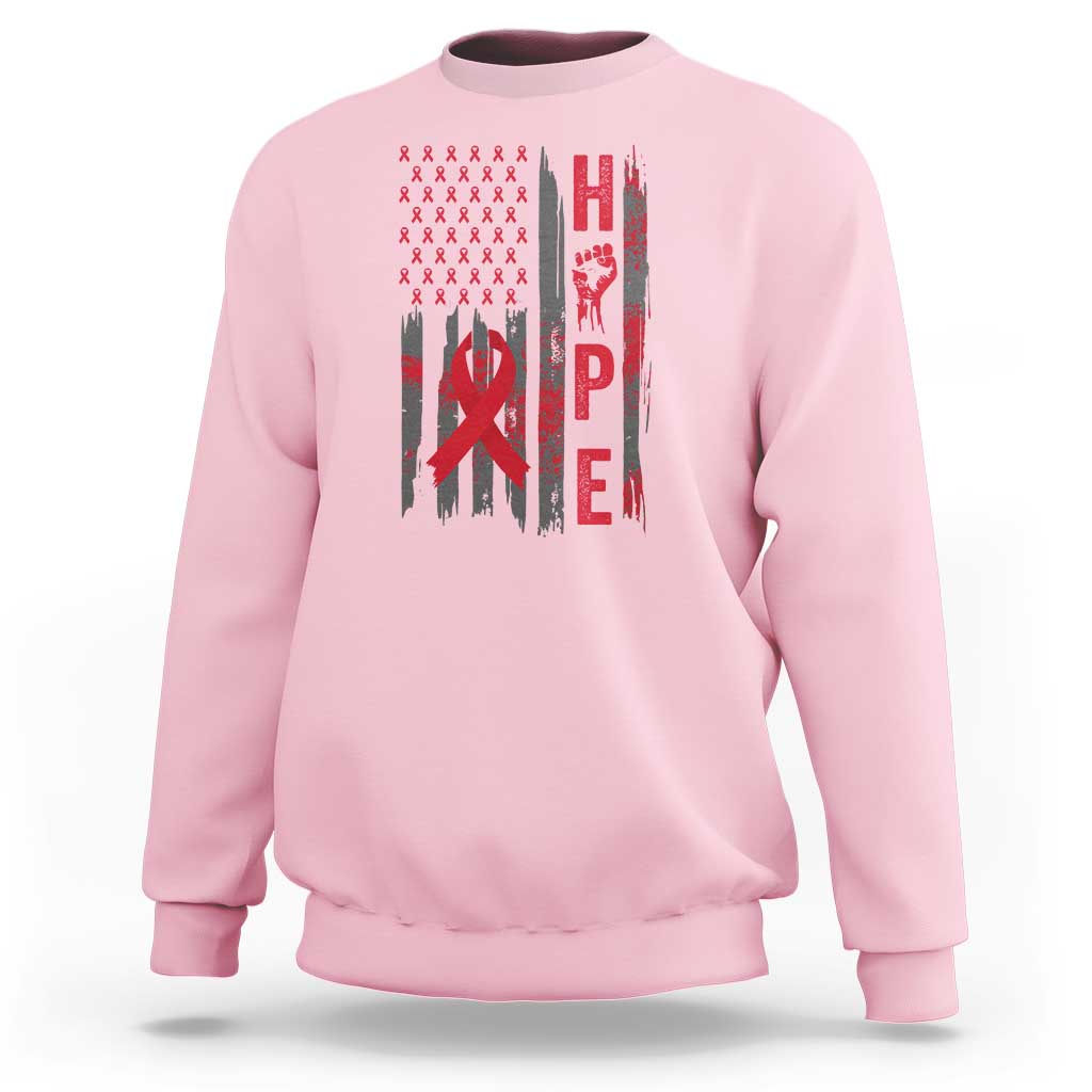 American Flag Hope HIV Awareness Sweatshirt World AIDS Day Gift - Wonder Print Shop