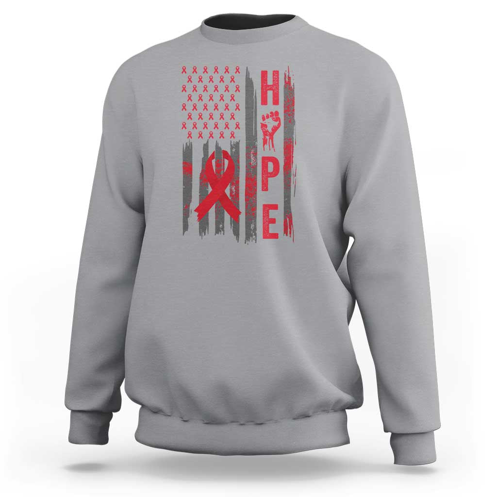American Flag Hope HIV Awareness Sweatshirt World AIDS Day Gift - Wonder Print Shop