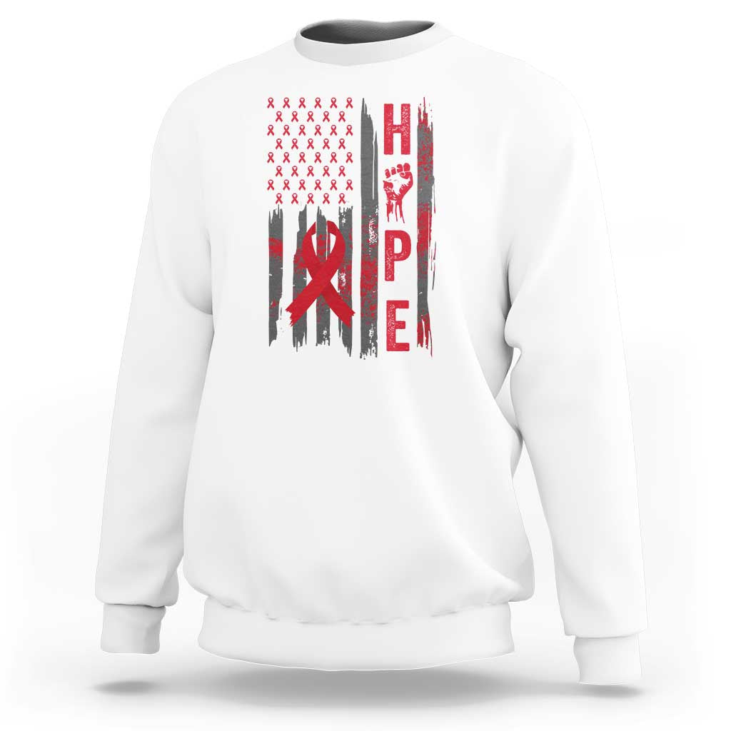 American Flag Hope HIV Awareness Sweatshirt World AIDS Day Gift - Wonder Print Shop