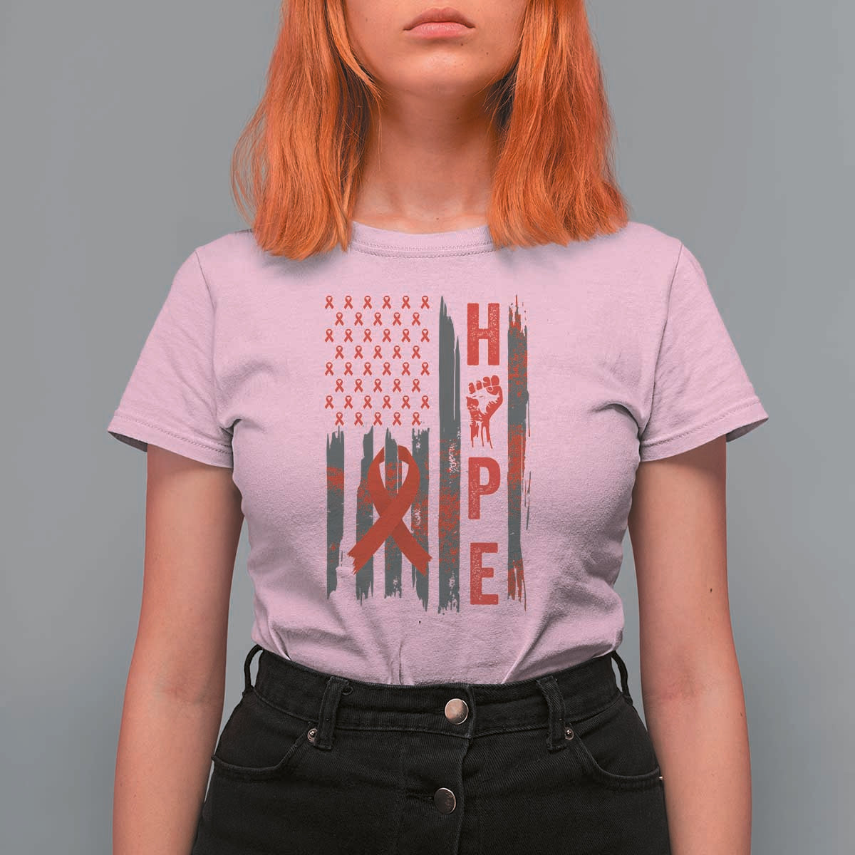 American Flag Hope HIV Awareness T Shirt For Women World AIDS Day Gift - Wonder Print Shop