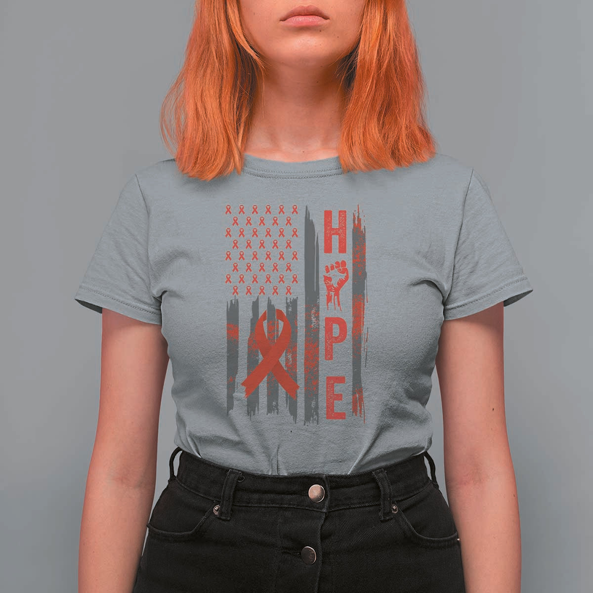 American Flag Hope HIV Awareness T Shirt For Women World AIDS Day Gift - Wonder Print Shop