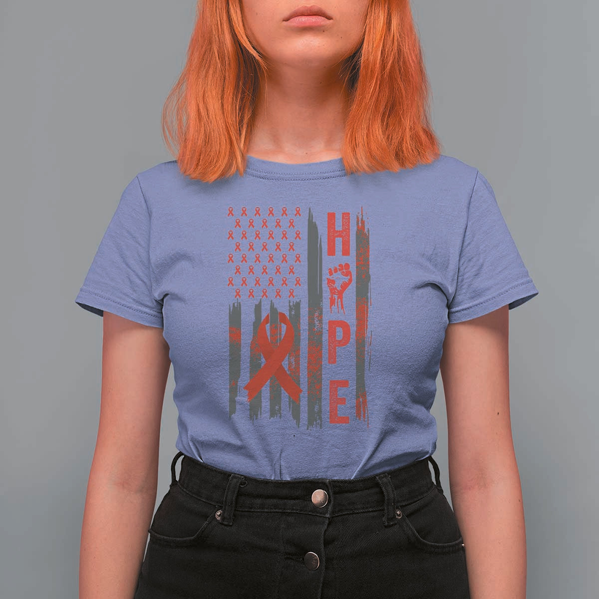 American Flag Hope HIV Awareness T Shirt For Women World AIDS Day Gift - Wonder Print Shop