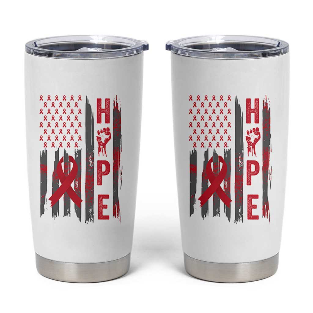 American Flag Hope HIV Awareness Tumbler Cup World AIDS Day Gift - Wonder Print Shop