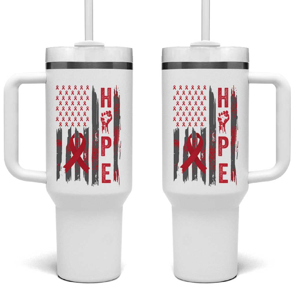 American Flag Hope HIV Awareness Tumbler With Handle World AIDS Day Gift - Wonder Print Shop