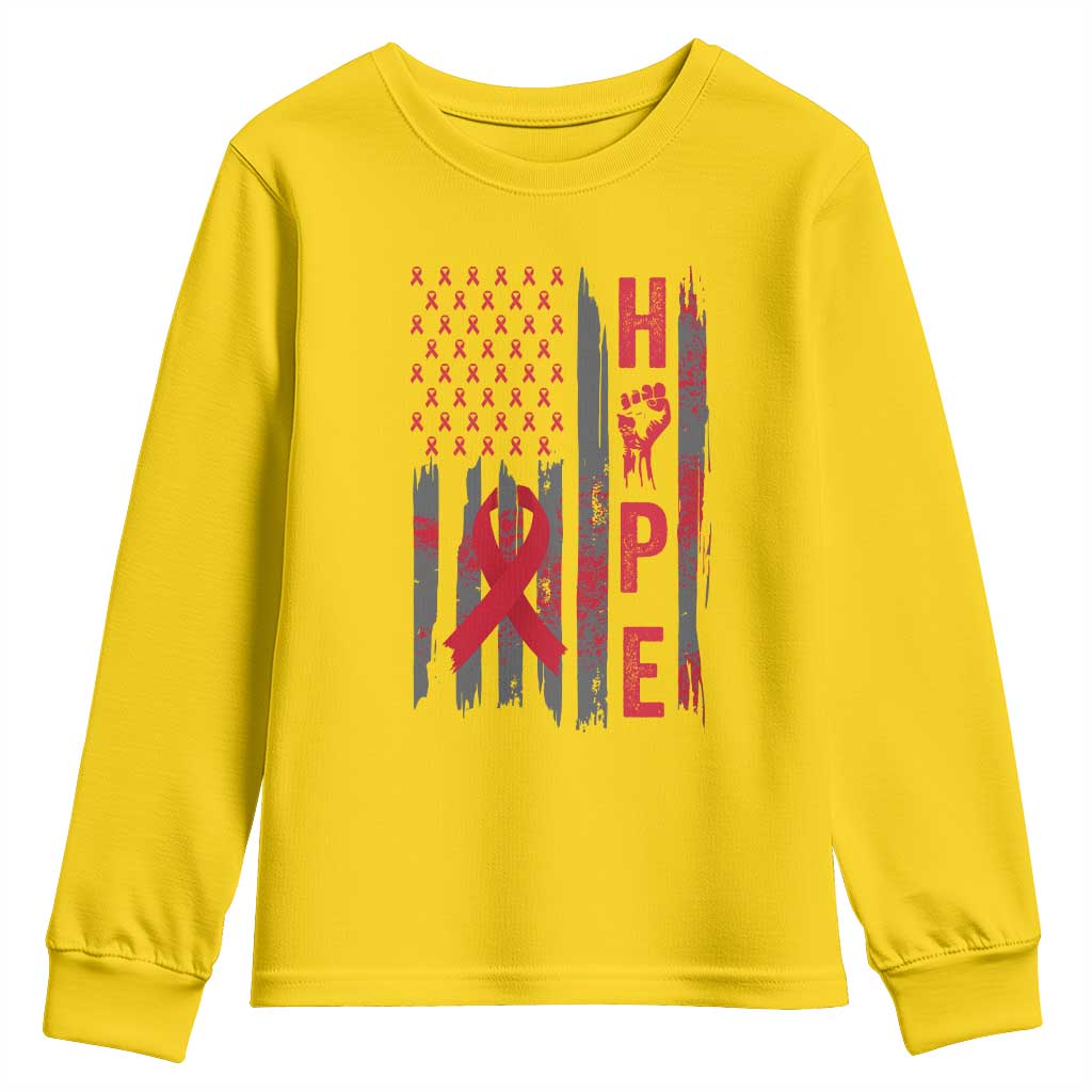 American Flag Hope HIV Awareness Youth Sweatshirt World AIDS Day Gift - Wonder Print Shop