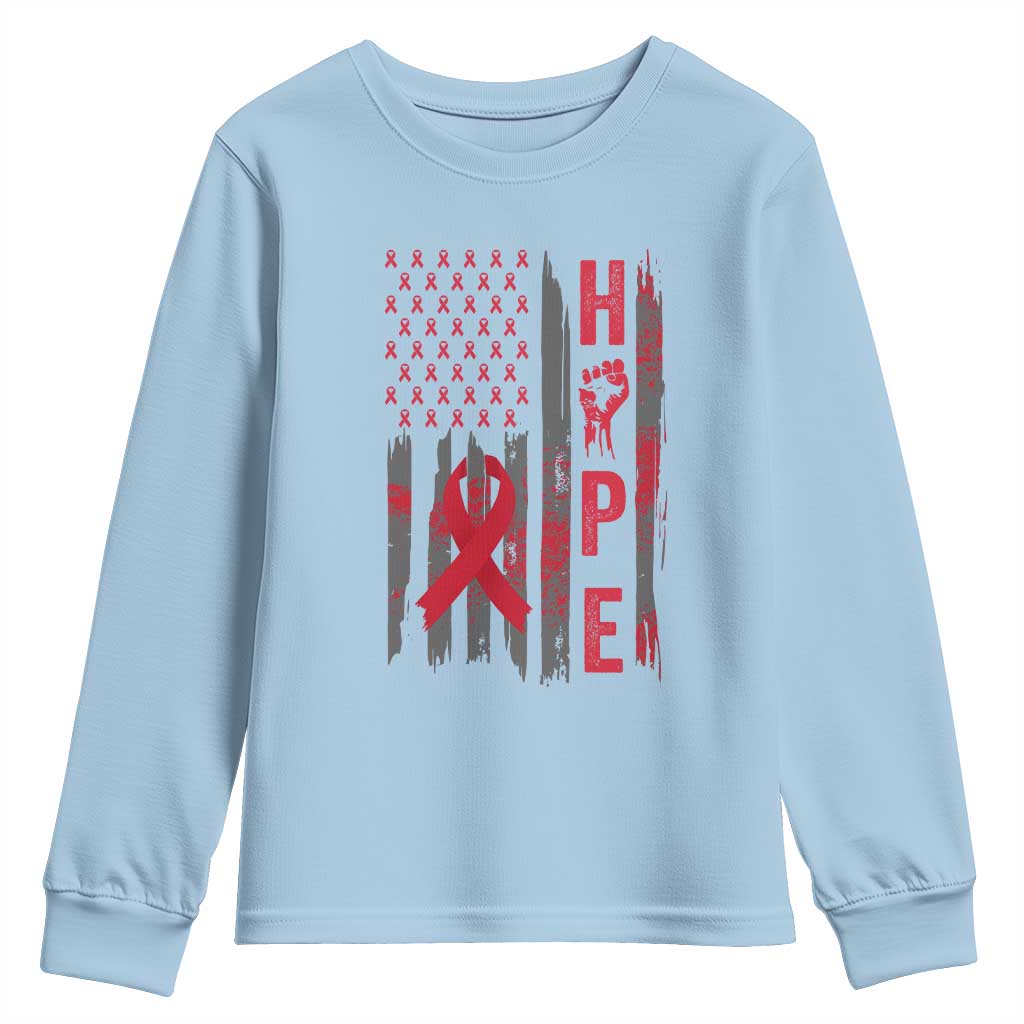 American Flag Hope HIV Awareness Youth Sweatshirt World AIDS Day Gift - Wonder Print Shop